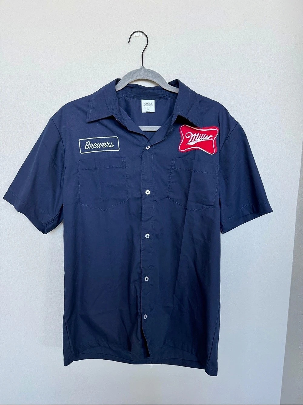 Eagle Promotions Milwaukee Brewers Miller Button Up Blue Medium